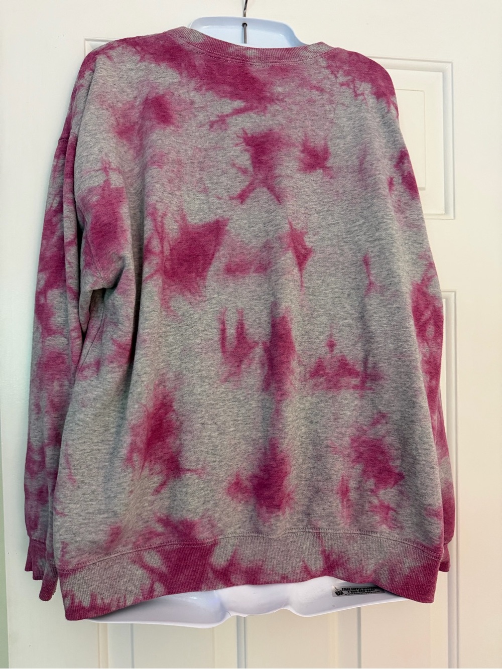 🩷 3/$18 Pink Gray Tie Dye Fleece Crewneck Sweatshirt Oversized Small - Picture 5 of 7